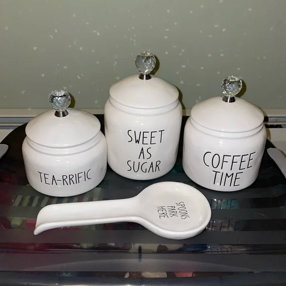 3 Canisters & Spoon Rest - Picture 1 of 2